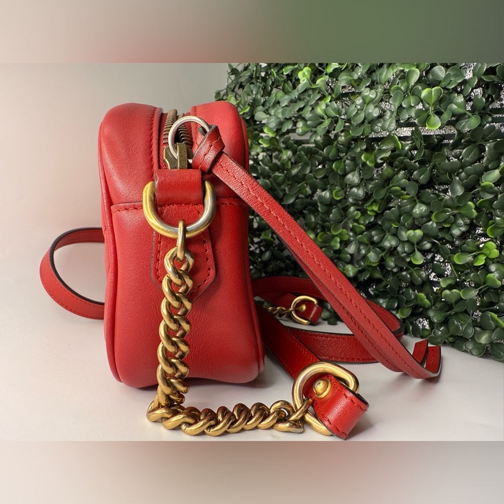 A cond Gucci GG Marmont mini camera bag in red quilted leather + free COA - Picture 11 of 12